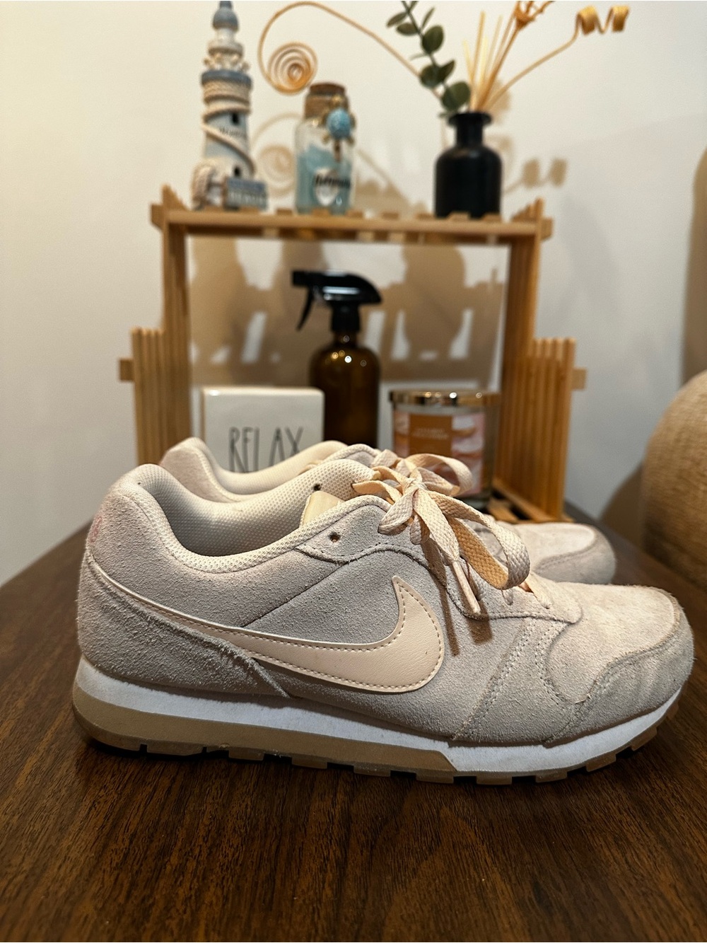 Nike Nude Pink Suede Women's Casual Sneakers - Neutral Everyday Style